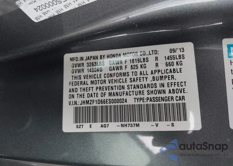 2014 Honda Cr-Z Ex z USA, uszkodzony, nr VIN JHMZF1D66ES000024